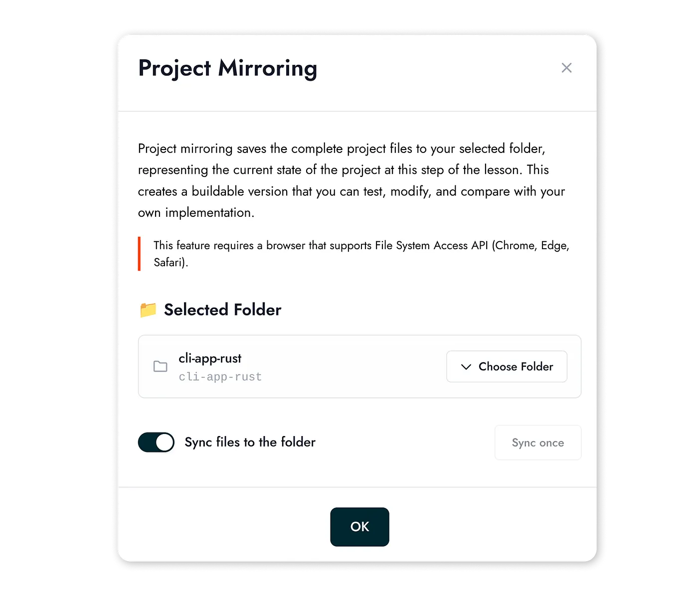 Project mirroring reconstructs code in your local folder